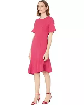 Платье Adrianna Papell Knit Crepe Ruffle Midi Dress w/ Bell Sleeve, цвет Warm Cherry
