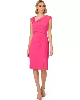 Платье Adrianna Papell Knit Crepe Short, цвет Electric Pink
