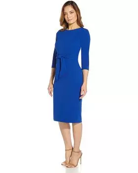 Платье Adrianna Papell Knit Crepe Tie Waist Sheath Dress, цвет Violet/Cobalt