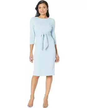 Платье Adrianna Papell Knit Crepe Tie Waist Sheath, цвет Blue Mist