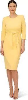 Платье Adrianna Papell Knit Crepe Tie Waist Sheath Dress, цвет Warm Sun