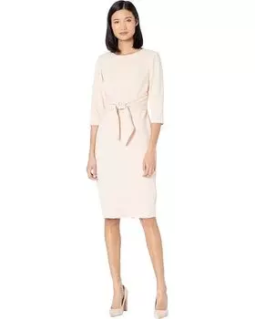 Платье Adrianna Papell Knit Crepe Tie Waist Sheath Dress, цвет Blush