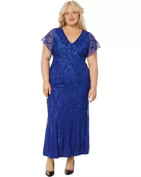 Платье Adrianna Papell Long Beaded Blousson Gown, цвет Ultra Blue
