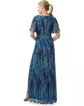 Платье Adrianna Papell Long Crinkle Metallic Gown, цвет Navy Multi