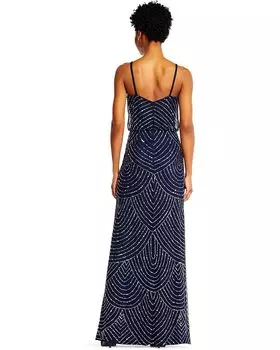 Платье Adrianna Papell Long Deco Bead Blouson, цвет Dusty Emerald