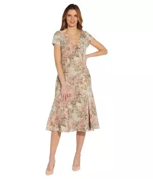 Платье Adrianna Papell, Mattelasse Midi Dress with Trumpet Hemline