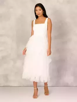 Платье Adrianna Papell Mesh Cocktail Midi, слоновая кость