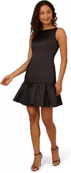 Платье Adrianna Papell Mikado Flounce Hem Midi Dress, черный