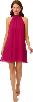 Платье Adrianna Papell Mockneck Chiffon Jersey Dress, цвет Magenta