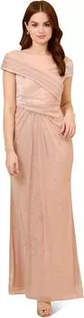 Платье Adrianna Papell Off-the-Shoulder Metallic Stencil Gown, цвет Rose Gold