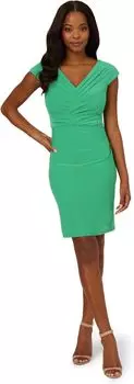 Платье Adrianna Papell Pleated Layered Short Dress, цвет Botanic Green