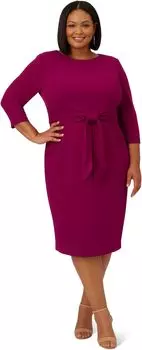 Платье Adrianna Papell Plus Size Knit Crepe Tie Waist Sheath Dress, цвет Wildberry
