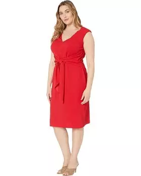 Платье Adrianna Papell Plus Size Rio Knit Draped Tie Sheath Dress, цвет Hot Tomato