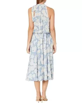 Платье Adrianna Papell Printed Floral Chiffon Popover Dress, светло-синий