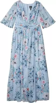 Платье Adrianna Papell Printed Floral Chiffon Gown, цвет Glacier Multi