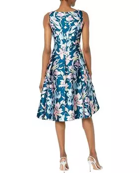 Платье Adrianna Papell Printed Floral Mikado Dress with High-Low Hem, цвет Navy Multi
