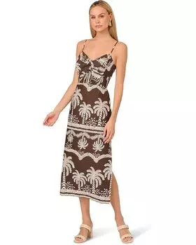 Платье Adrianna Papell Printed Maxi Dress, цвет Brown/Ivory
