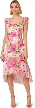 Платье Adrianna Papell Printed Midi Dress, цвет Pink Multi