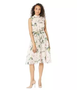 Платье Adrianna Papell, Printed Organza Soft Floral Shirtdress
