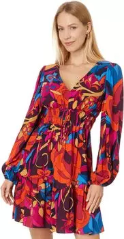 Платье Adrianna Papell Printed Short Flounce Dress, цвет Berry Multi