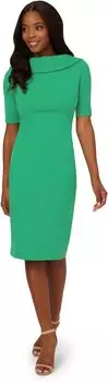 Платье Adrianna Papell Roll Neck Sheath Collar Dress w/V-Back, цвет Botanic Green
