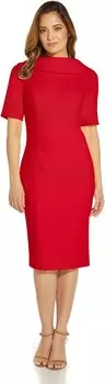 Платье Adrianna Papell Roll Neck Sheath Collar Dress w/V-Back, красный