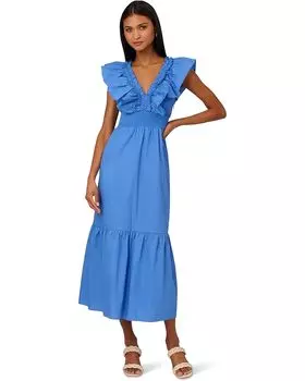 Платье Adrianna Papell Ruffle Front Maxi Dress, цвет Cool Water