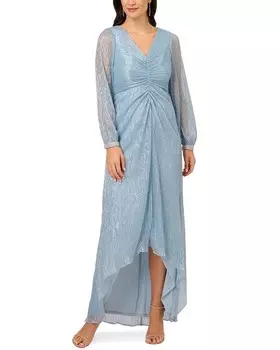 Платье Adrianna Papell с эффектом металлик и высоким низким вырезом, синий