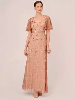 Платье Adrianna Papell с развевающимися рукавами и бисером, терракотовый