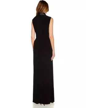 Платье Adrianna Papell Sleeveless Twist Front Stretch Jersey Tuxedo Gown, черный