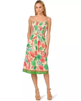 Платье Adrianna Papell Smocked Printed Placement Dress, цвет Ivory Multi