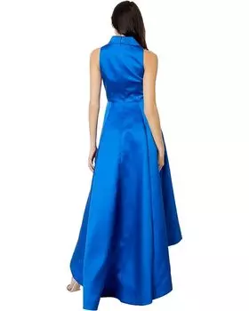 Платье Adrianna Papell Solid Mikado Hi Low Hem Tuxedo Gown, цвет Ultra Blue