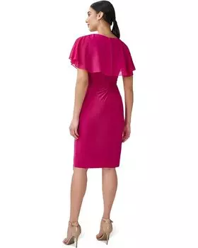 Платье Adrianna Papell Stretch Chiffon Crepe Cascade Front Dress with Flutter Sleeve, цвет Magenta