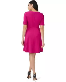 Платье Adrianna Papell Stretch Crepe Tie Front Dress with High-Low Hem, цвет Bright Magenta