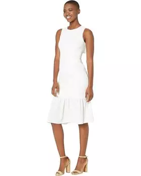 Платье Adrianna Papell Textured Crepe Flounce Dress, слоновая кость