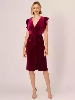 Платье Adrianna Papell Velvet Surplice, цвет beyond fuchsia