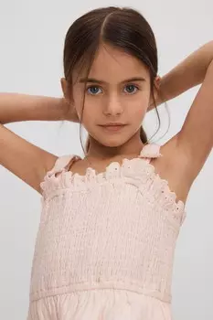 Платье Agatha с оборками из хлопковой смеси Reiss, розовый