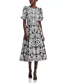 Платье Agathe с объемными рукавами и аппликацией Sea, черный