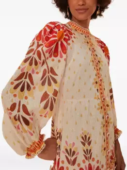 Платье Ainika с цветочным принтом и пуговицами спереди FARM Rio, белый