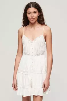 Платье Alana на бретелях с кружевной отделкой Superdry, белый