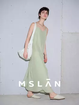 Платье эластичное Mslan с V-образным, зеленый