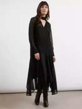 Платье Albaray Flocked Spot Hanky Hem, черный