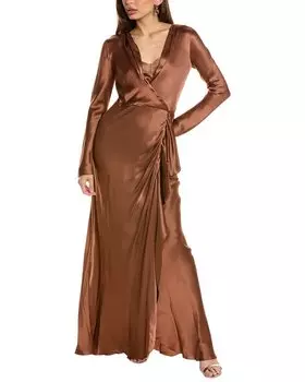 Платье Alberta Ferretti из смесового шелка, коричневый