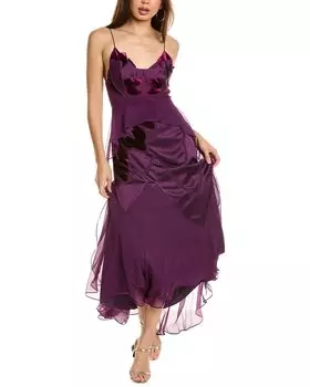 Платье Alberta Ferretti Velvet Burnout Silk, фиолетовый