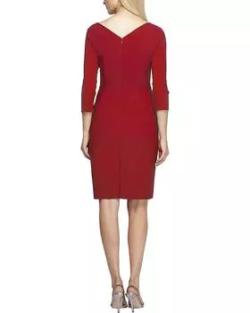 Платье Alex Evenings Alex Evenings Women's Slimming Short Sheath 3/4 Sleeve Dress with Surplus Neckline, цвет Deep Red