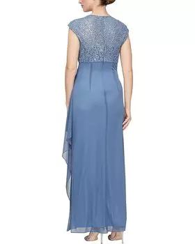 Платье Alex Evenings Empire Waist Dress with Corded Lace Bodice, цвет Wedgewood