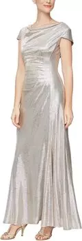 Платье Alex Evenings Long A-Line Metallic Knit Gown, цвет Champagne