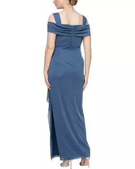 Платье Alex Evenings Long Cold Shoulder Dress with Cowl Neckline, цвет Wedgewood