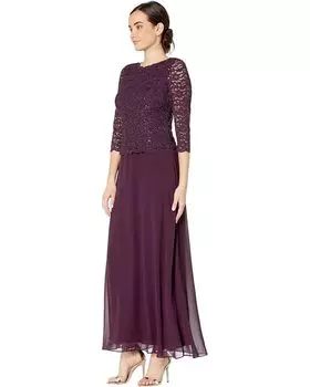 Платье Alex Evenings Long Sequin Lace Mock Dress, цвет Deep Plum