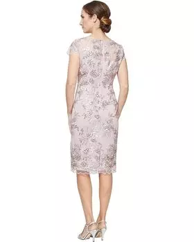 Платье Alex Evenings Petite Midi Length Embroidered Cap Sleeve Shift Dress, цвет Blush